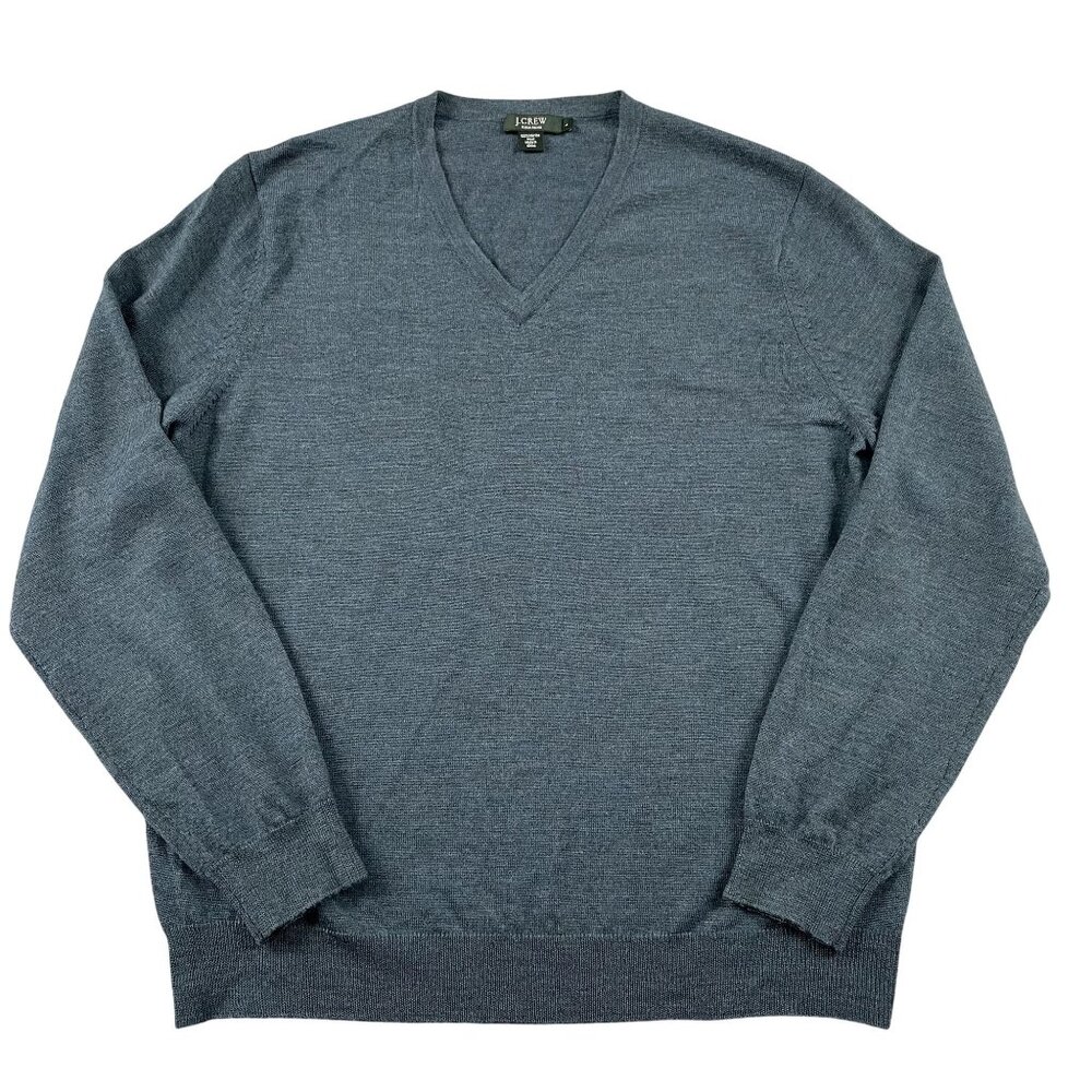 J.Crew Sweater Mens Large 100% Italian Merino Wool VNeck Pullover
